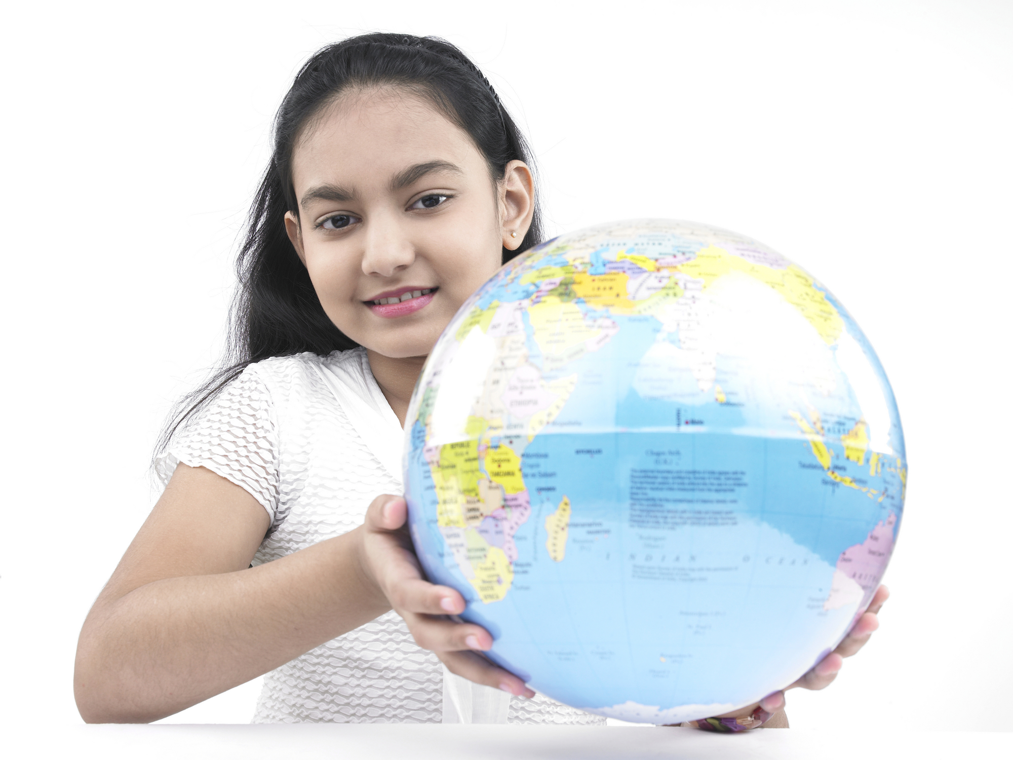 Girl holding a globe Girl holding a globe